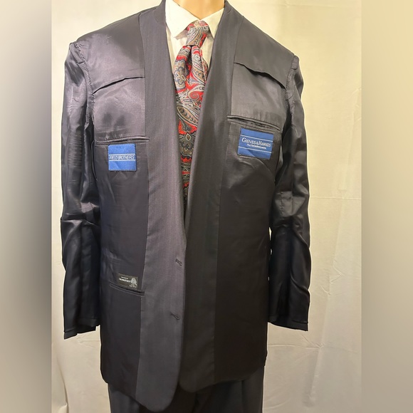 Givers & Hawkes No 1 Savile Row Navy Blue Pinstriped Wool 2pc Suit Sz 44L - Picture 3 of 16